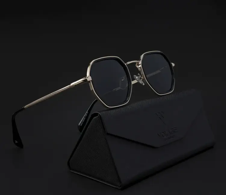 Cubix | Geometric Golden Polarized Sunglasses | Black Lens - PMG5853